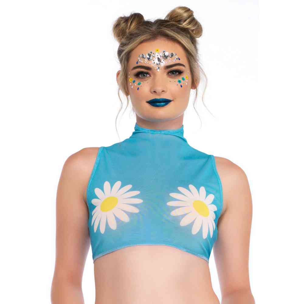 Leg Avenue - Daisy Mesh Crop top - Blue